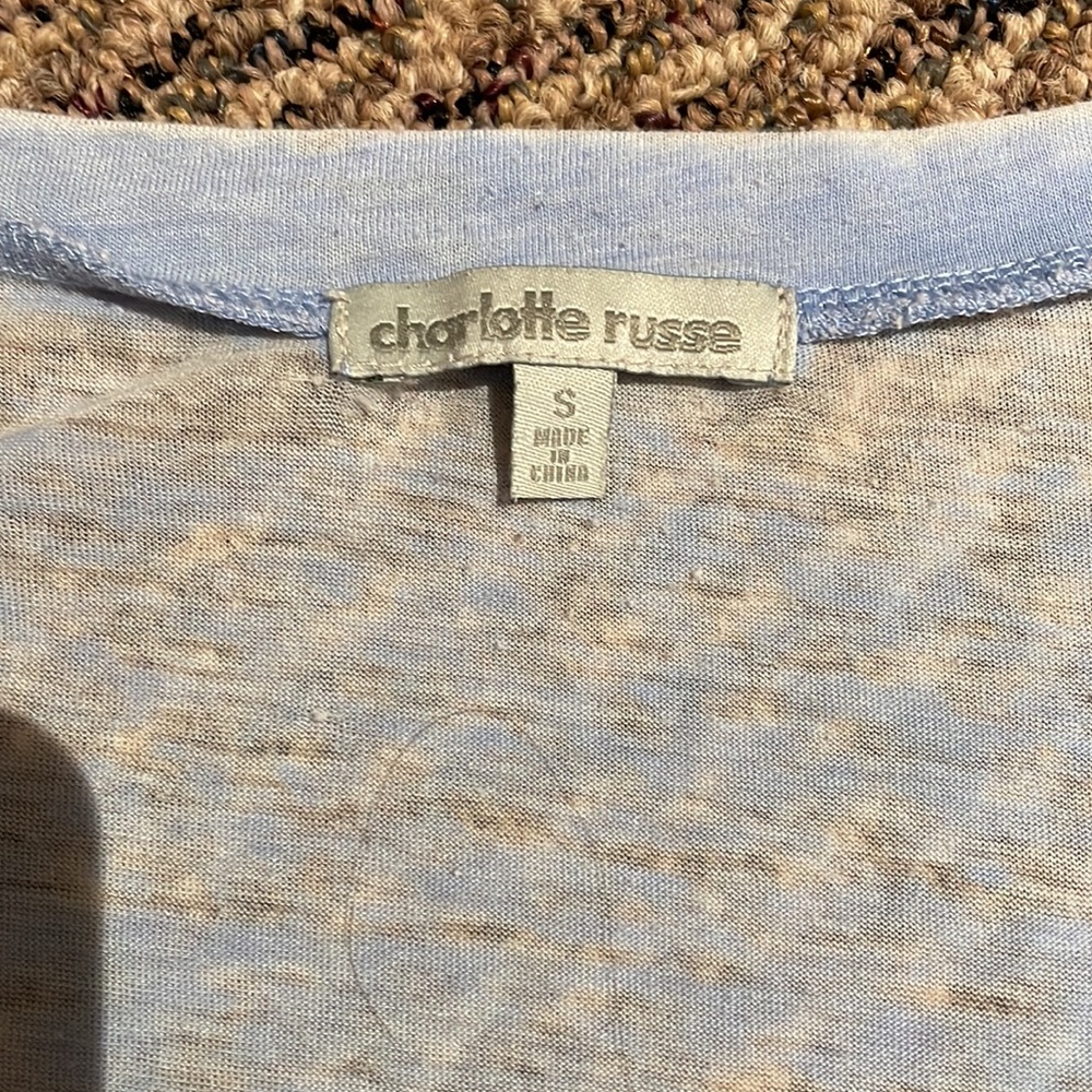 Charlotte Russe light blue burn out tee with tie front - Picture 4 of 4